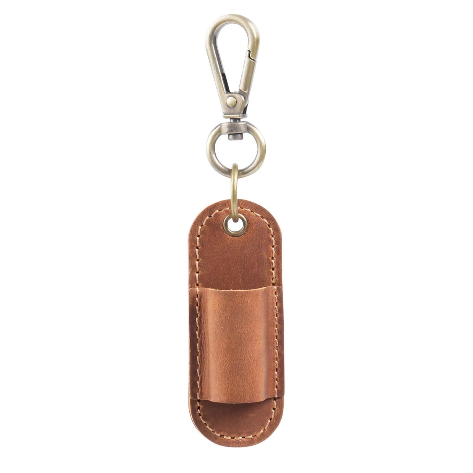 Ladfrtyu Brown Fountain Pen Holder Pen Holder With Keychain Clip Leather Portable Pencil Clip-On Bag For Office And Travel(Brown)