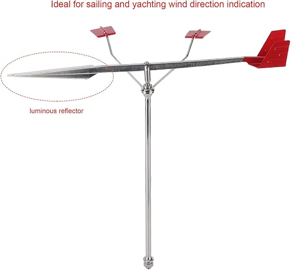 Tbest Stainless Steel Boat Weather Vane,Wind Vane,Marine Grade 304 Stainless Steel,Luminous Reflector for Day and Night Visibility,Bird-Proof Spike,Ideal for Yacht Boat Sailing