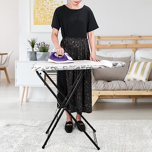 Duwee Tabua de Passar Roupa Compacta, Mesa de Passar Roupa com Gancho Para Pendurar, Perna Dobrável,