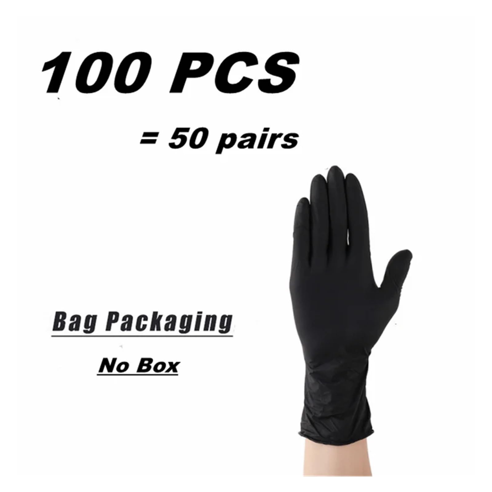 Czarne Rękawiczki Nitrylowe Jednorazowe 4mil Niesterylna Teksturowana Kuchnia Do Czyszczenia W Gospodarstwie Domowym Przemysłowa Estetyka Farba Włosów(Black 100PCS,L)