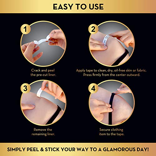Uplift Secret Fashion Clothing Tape Double Sided - Clear Tape for Clothes, Body, and All Skin Shades (100 Strips)