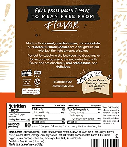 Miniatura 2 de Absolutely Galletas S'mores de coco sin gluten con un toque de sal rosa del Himalaya, 5 onzas (paquete de 2), sin granos, sin lácteos, sin sulfitos,