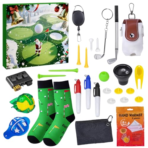 Calendrier de l'Avent golf 2025 pour homme avec 24 surprises thématiques de Noël