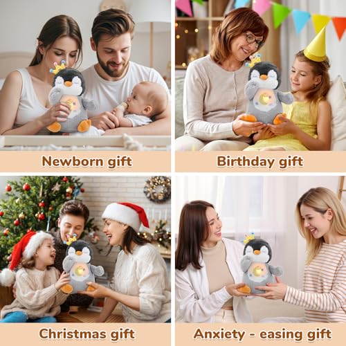 FATIRO Breathing Stuffed Animal, Breathing Penguin Plush with Soft Light & Music,Plushies that Breathe Interactive Penguin Stuffed Animals for Adults and Kids — view 6