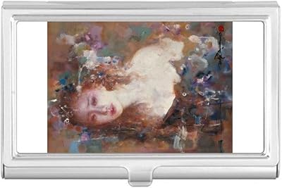 Flower Beauty XJJ Oil Painting Business Card Holder Case Pocket Box Wallet