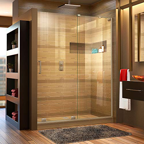 DreamLine Mirage-X 55 - 59 inch W x 71 inch H Frameless Sliding Shower Door in Brushed Nickel; Right Wall Installation