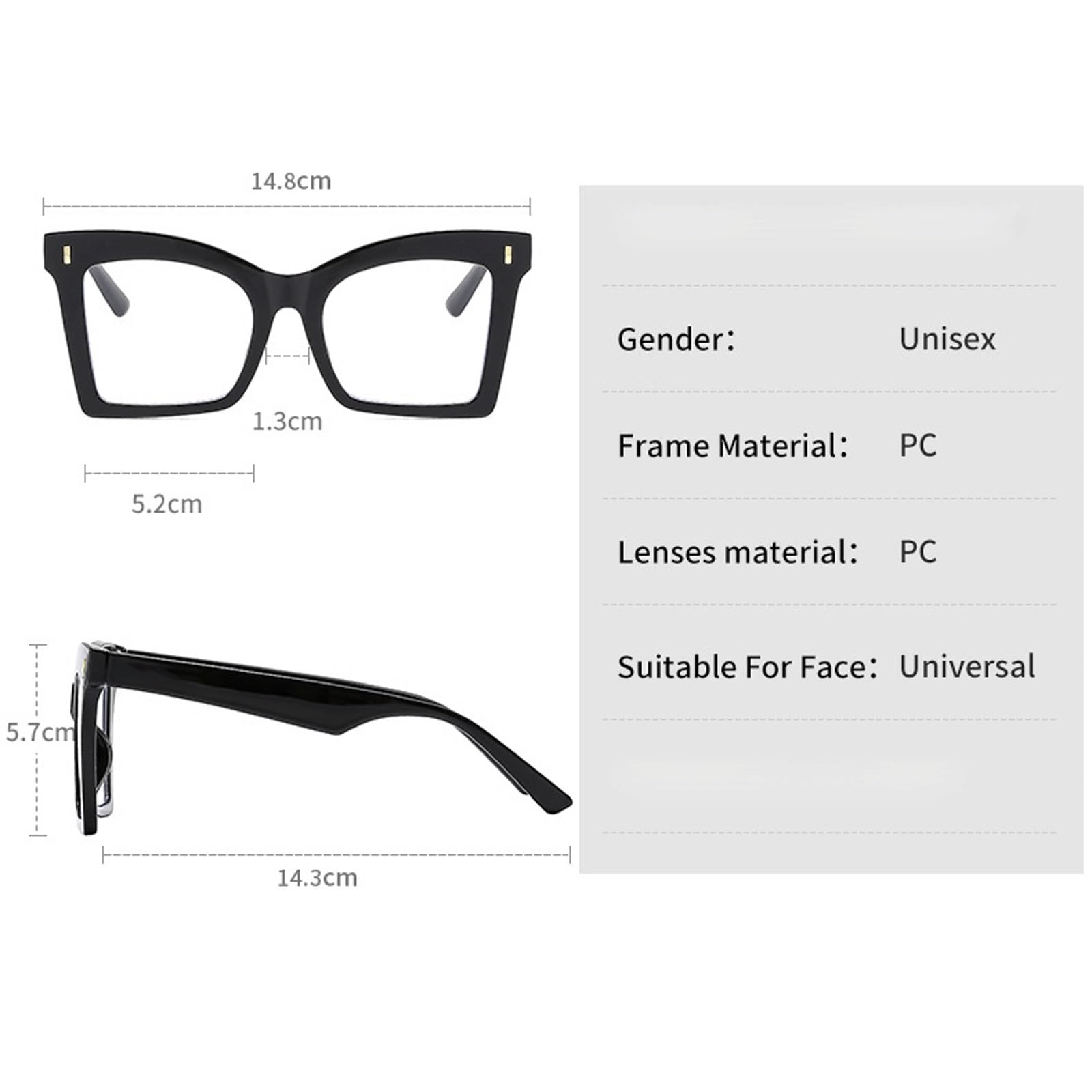 Monturas de Gafas de Moda Anteojos Grandes Mujer | Gafas más grandes for gafas de lectura sin receta estilo mariposa for computadora(C5 Green)