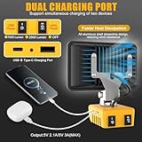 T-SUNUS LED Work Light for Dewalt 18V/20V Batteries, 45W 20000LM Flood Light with USB & TypeC Charging, Low Voltage Protection, Site Lighting for Emergency Garage Workshop DIY(Yellow) - Image 6