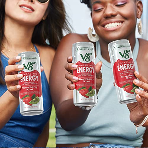 V8 +Sparkling Energy Strawberry Kiwi Energy Drink, Made With Real Vegetable And Fruit Juices, 11.5 Fl Oz Can (Pack Of 12) #TOP2
