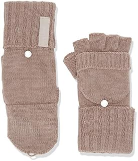 Calvin Klein Women's Knitted Convertible Fingerless Gloves with Mitten Flap Cover, heathered almond