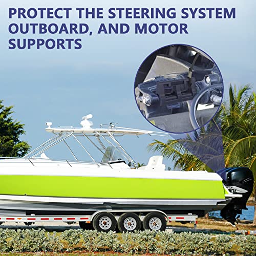 Hydraulic Steering Lock, 4\" Outboard Motor Steering Lock, Transom Savers for Outboard Motor Trailering/Transport, Bass Boat Accessories, 1 Pair Blue - Thumbnail 7
