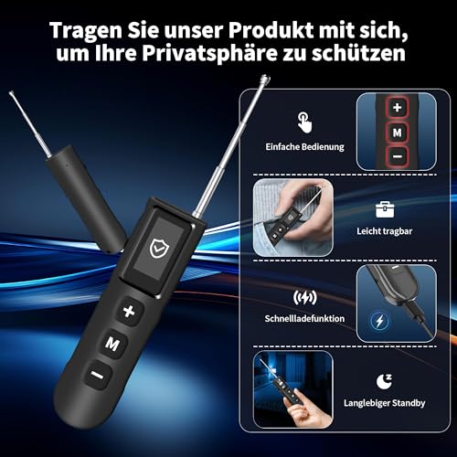 NinjaCam Hidden Camera Detector Wanzenfinder, Wanzen Detektor, Kamera Detektor, Signal Bug Detector, RF Signal Detektor für GPS Locator Tracker Abhörgeräte Funkkameras für Hotel Heim Büro Reisen