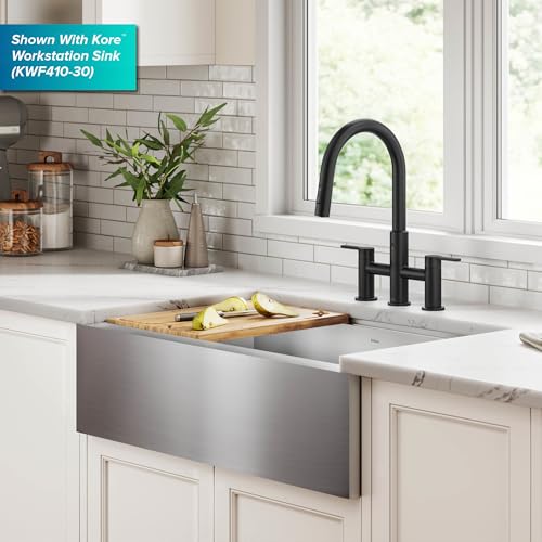 Image of KRAUS Oletto Touchless Sensor Bridge Kitchen Faucet with Pull-Down Sprayhead in Spot-Free Stainless Steel, KSF-3122SFS