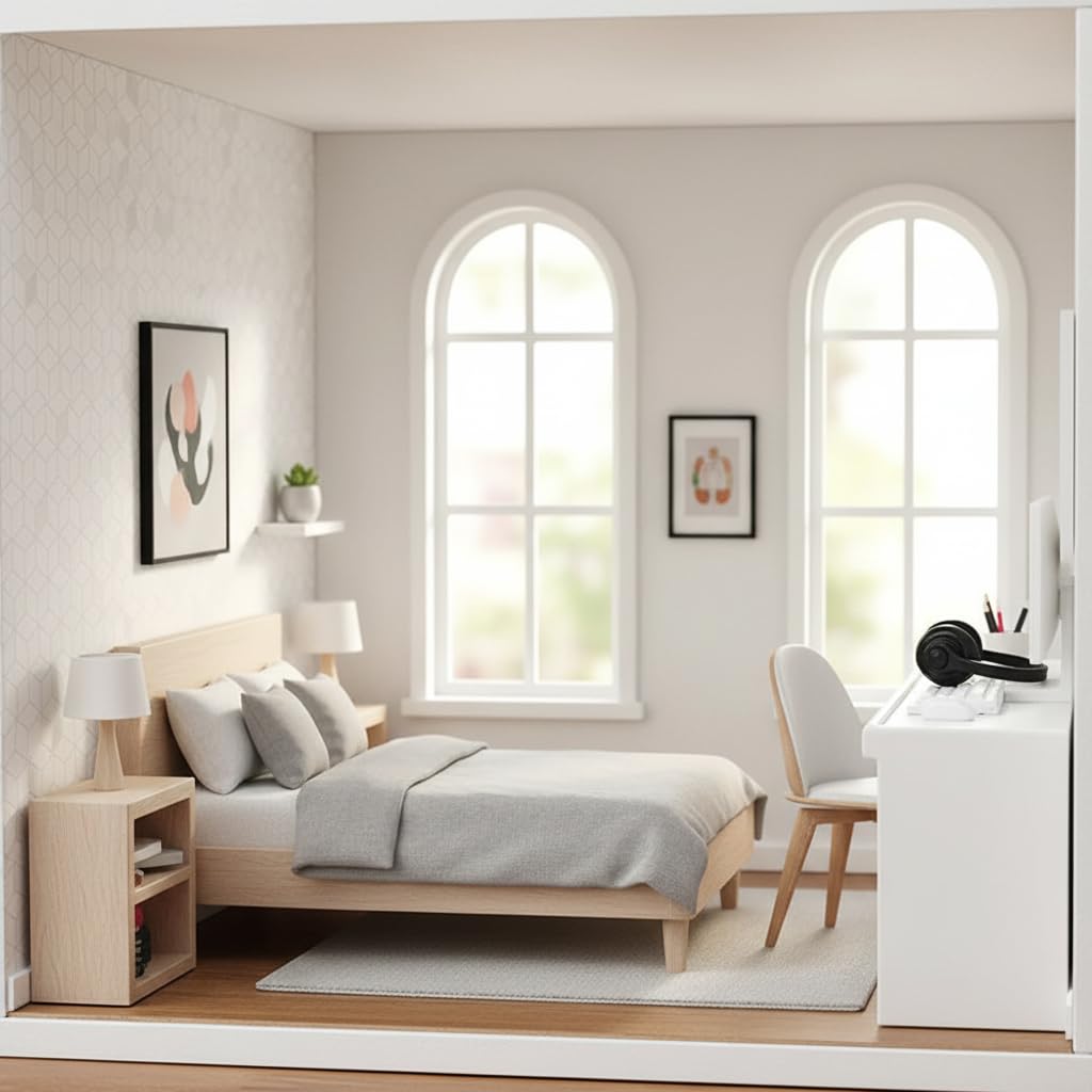 Schwarzer Miniatur-Kopfhörer Im Maßstab 1:12 – Detailliertes Puppenhaus-Zubehör Mit Kopfbügel & Ohrpolstern – Für Moderne Miniaturszenen