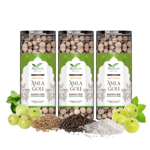 Image of Misstevia Sugar Free Amla Goli Sweet & Spicy | Stevia Sweetened Mukhwas | Natural Mouth Freshener | Made with Amla | Digestive Snack | Diabetic Friendly | No Added Sugar (Pack of 3)