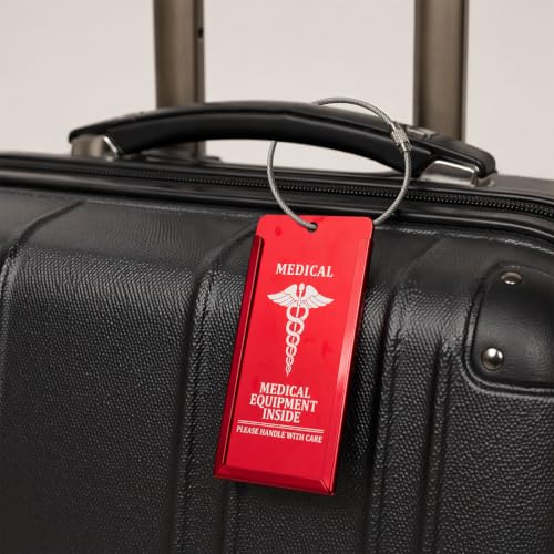 2 Pack Medical Equipment Luggage Tag with Steel Cable for CPAP/BIPAP, Medical Luggage Bag Tag with Detachable Info Card, Medical ID Alert Tag, Medical Device Luggage Tag for CPAP Travel Bag - Image 6
