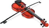 Violino Infantil Musical Marrom Com Arco 4 Cordas Madeira
