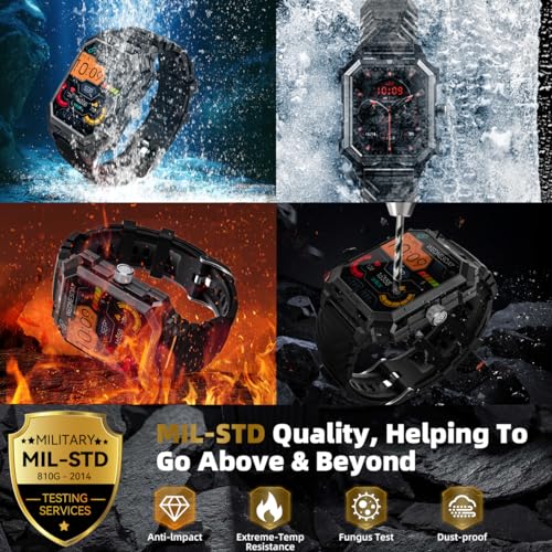 Njord Gear Military Smart Watch for Men (Answer/Dial Call) 100 Long Battery Tactical Rugged IP68 Waterproof Indestructible Smartwatch for Android iOS Phones Outdoor Fitness Tracker With Blood Pressure - Image 5