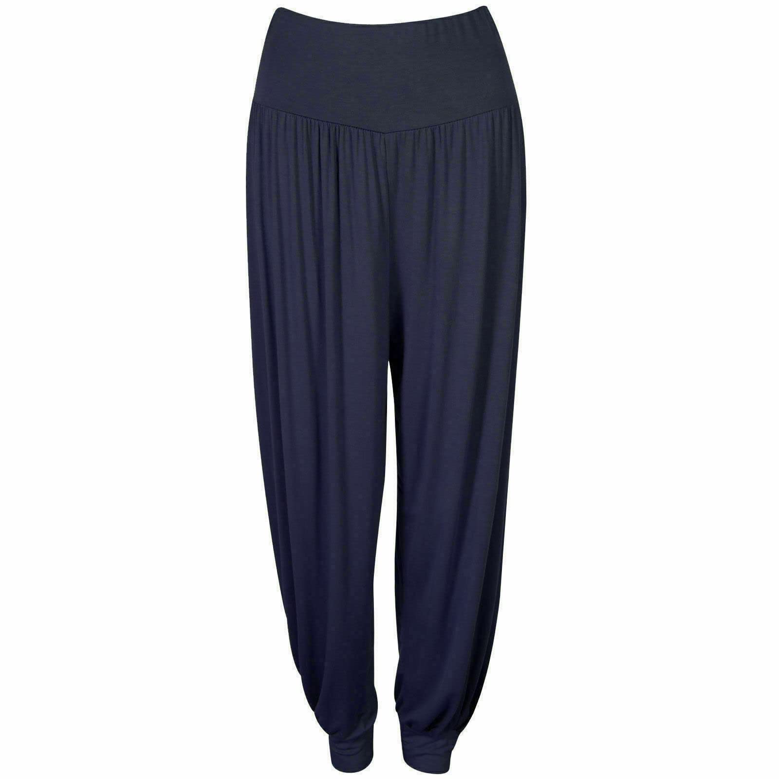 Crazy Girls Girls Navy Plain Crazy Womens Hareem Trouser Ladies Plain Baggy Harem Ali Baba Casual Pants, 2XL (Uk 20-22)