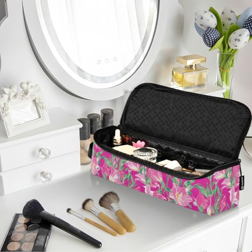 Bolsa de viaje para herramientas de cabello resistente al calor, Rosa Retro con estampado de campanillas, gran capacidad para planchas, rizadores y alisadores. miniatura 6