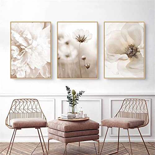 Impression Herbe de Pampa Beige Tableau Mural Triptyque Salon 20x30