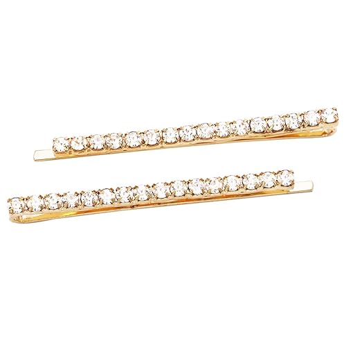 Rosemarie Collections Pinzas de cristal con brillo de diamantes de imitación para mujer (tono dorado) dos clips de dos pulgadas