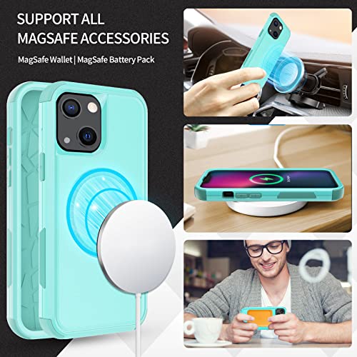 Unitedtime For Iphone 13 Case Magnetic Compatible With Magsafe Drop Proof Rugged Shockproof Military Protective Bumper Phone Cover Heavy Duty (Teal) #TOP6