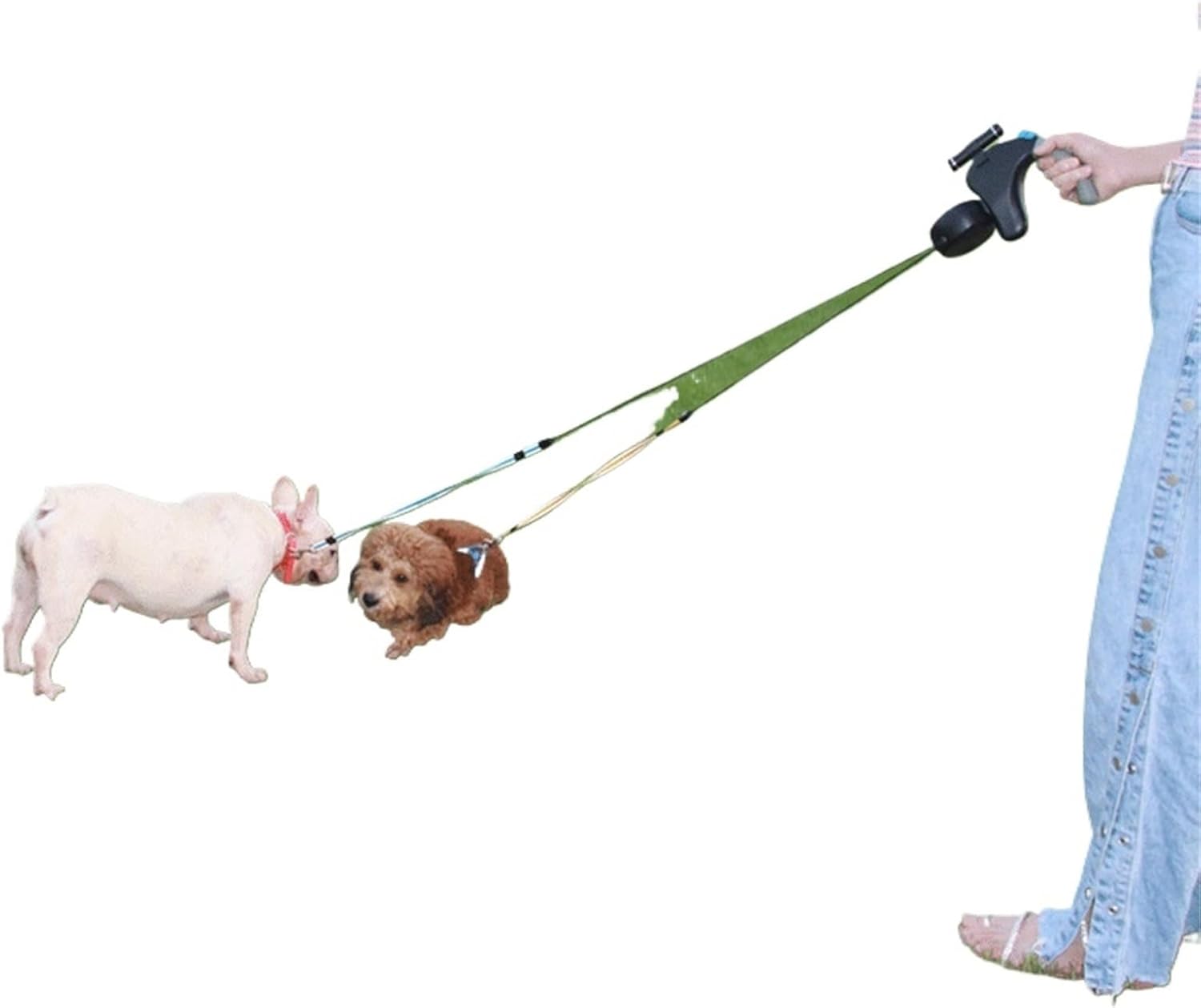 Universal Retractable Adjustable Dual Dog Leash 360 Rotation Traction Rope Belt for 2 Dogs(Gray)