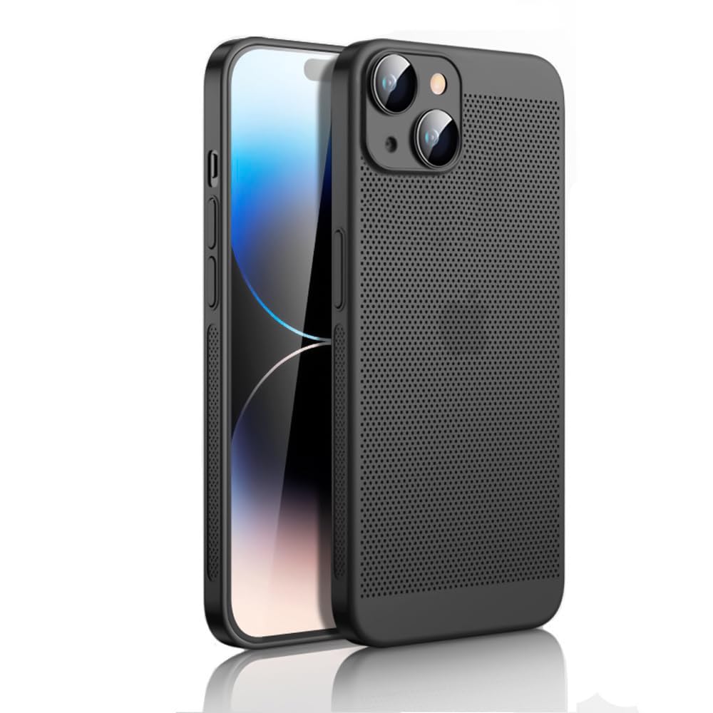 Dl3 Mobilak Case For iPhone 13 6.1-Inch Heat Dissipation Case with Built-in Camera Lens Protector Slim Fit Breathable Cooling Anti-Fingerprint Hard PC Back Shockproof Cover