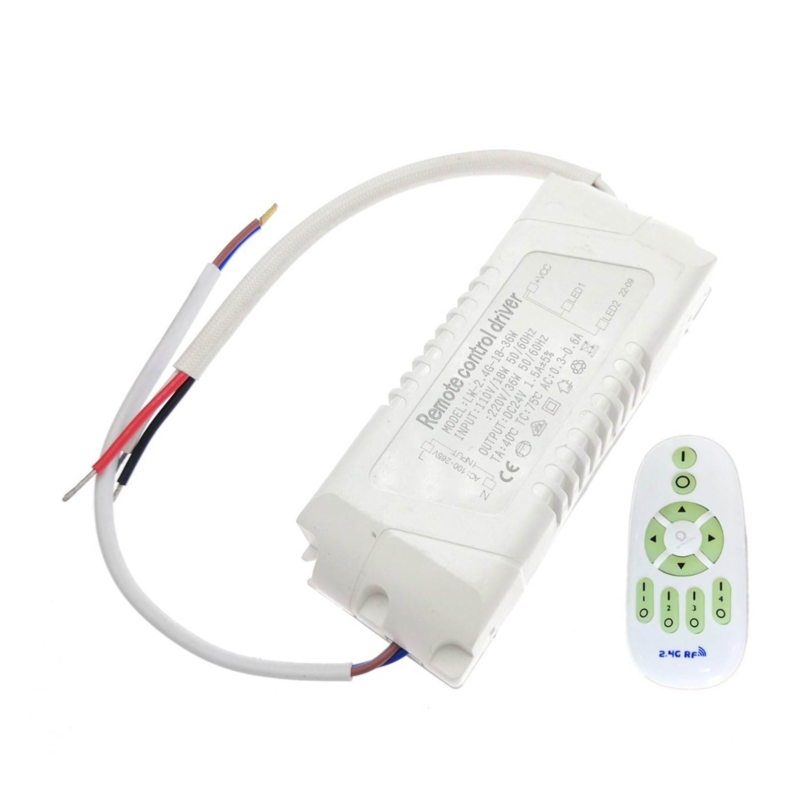AC110V-220V 18W-108W-150W Uscita 24V 2.4G Telecomando LED Driver Alimentazione for Striscia Bicolore Oscuramento Cambio Colore(18-36W,AC 220V with Remote)