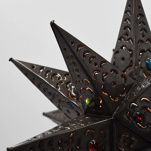 Miniatura 3 de Luz colgante de estrella de hojalata morava de 18 pulgadas - corte de flores con canicas