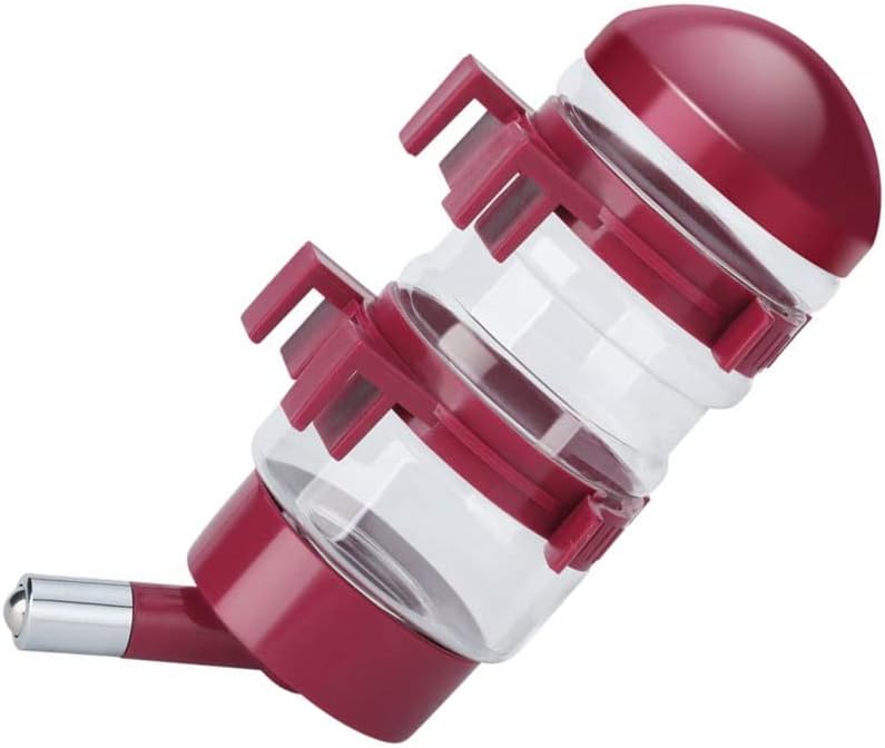 OxyPlay No Drip Dog Kennel Water Bottle Dispenser for Crate, 400ml Dripless Pet Drinking Fountains Kettle with Automatically Feeding Water (Red)