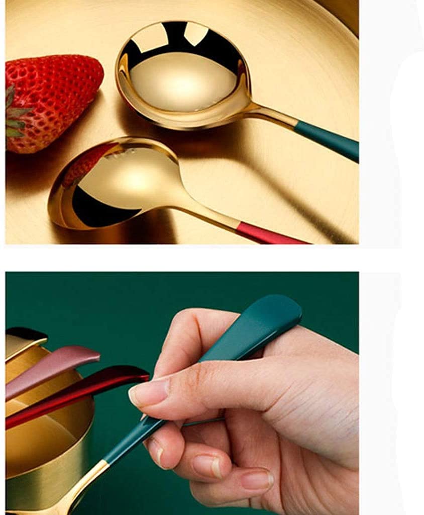 Golden Round Head Spoons, sus 304 Modern and Fashionable Thick 7.2 in Spoon Used for Soup, Grain, Dessert, Fruits, Milk Tea, Coffee (Set of 6) — Amazon image 4