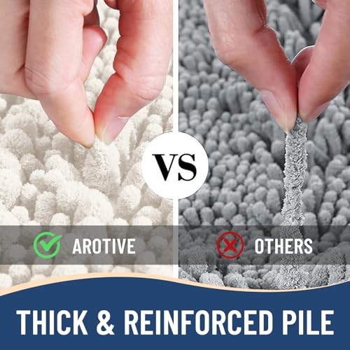 Image of Arotive Luxury Large Bathroom Rugs 47x32, Extra Soft Thick Absorbent Shaggy Chenille Bath Rugs, Machine Wash Dry, Bath Mats for Bathroom Floor, Tub and Shower, Home Decor Accessories, Ivory