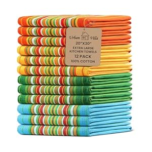 Urban Villa Salsa Stripe Kitchen Towels 100% Cotton Dish Towels for Kitchen Multi Color Highly Absorbent Multi-Purpose Waffle Dish Cloths for Cleaning Soft Hand Bar Towels 20x30 Inches (Set of 12) Urban Villa Salsa Stripe Kitchen Towels 100 Cotton Dish Towels for Kitchen Multi Color Highly Absorbent Multi Purpose Waffle Dish Cloths for Cleaning Soft Hand Bar Towels 20×30 Inches Set of 12