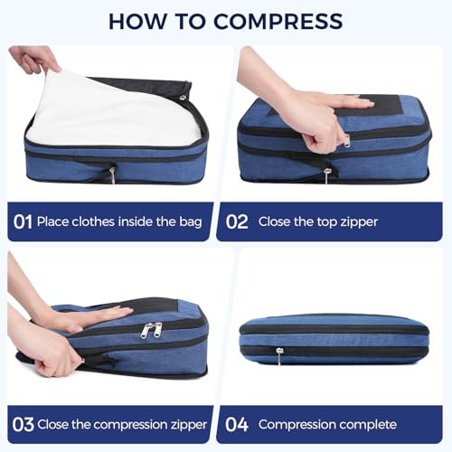 Image of BAGAIL Compression Packing Cubes for Travel Essentials, 8 Set-Navy