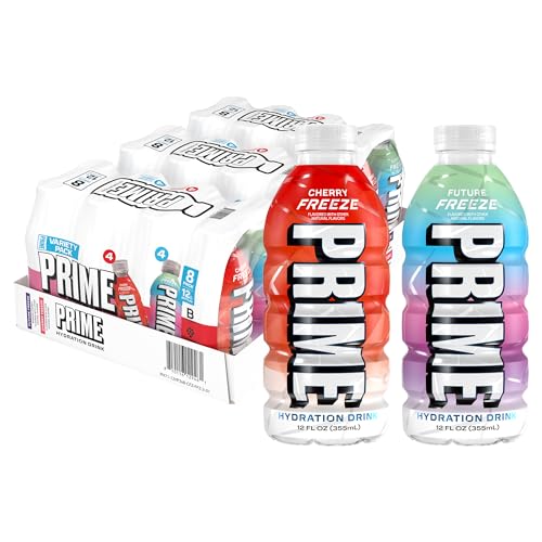 Image of PRIME Hydration Cherry Freeze & Future Freeze Sports Drinks with Coconut Water, Electrolyte Enhanced to Replenish Fluids, Zero Added Sugar, B Vitamins, Antioxidants, Natural Flavors, 12 Fl Oz 24 Pack