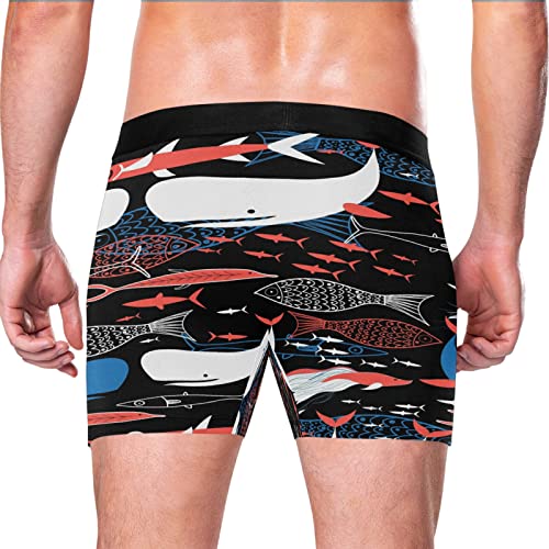 Bóxer para hombre calzoncillos pack de 2 ropa interior elástica de delfines y peces marinos 3