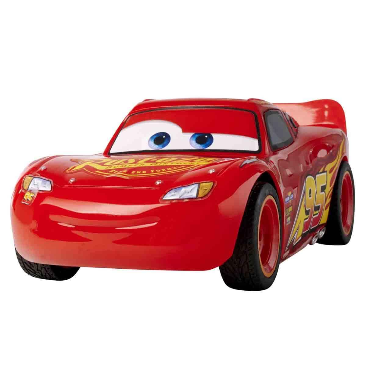 Jada Toys RC Cars 3 Lightning McQueen Turbo Racer, RC Auto, ferngesteuertes Auto mit 2-Kanal Fernbedienung, Spielzeugauto mit Turbofunktion, USB Ladefunktion, inkl. Batterien, Maßstab 1:24, 17 cm