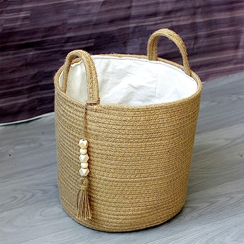 Panier à linge en corde de coton tressé chic taille M - 7