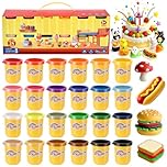 Yimomoyi 24 Tins Play Color Dough Modelling Set 24Colours Modelling Clay Set, Plasticine Modelling Clay for Kids, Multicolour Playdough, Coloured Clay Plasticine for Kids' Arts and Crafts, 50g/Tins