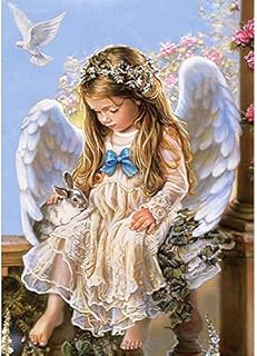 Zhujiehigh DIY 5D Diamond Paint Kits, Full Drill Diamond Arts and Crafts Pictures Painting for Adults and Kids, Crystal Rhinestone Cross Stitch Embroidery Kits for Home Wall Decor (A-Little Angel)