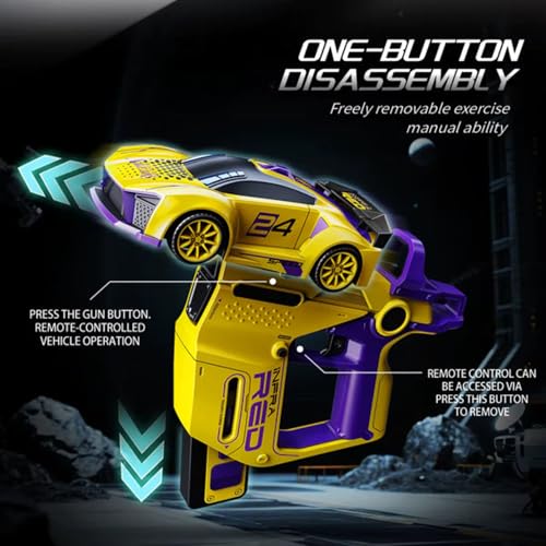 Image of PLUSPOINT Infrared Battle RC Car Toy 3-in-1 Drift Car Racing 2 Player Interactive Set with Infrared Gun, Shooting & Flip Family Friendly Chase Game 2.4GHz Remote Control Car Toy for Kids Ages 6+