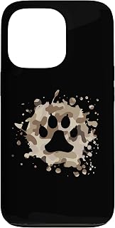 Beige Camo Dog Paw Print Camouflage Paint Splatter Foot Case for iPhone 13 Pro
