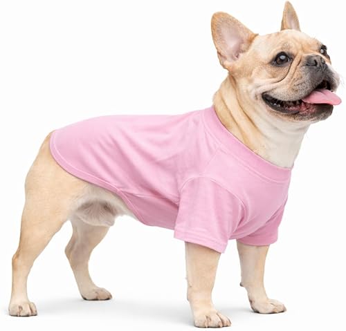 Miniatura 97 de Lovelonglong Ropa para mascotas, disfraces para perro, ropa de perro salchicha, camiseta en blanco para perros salchicha, Corgi 100% algodón, rosa