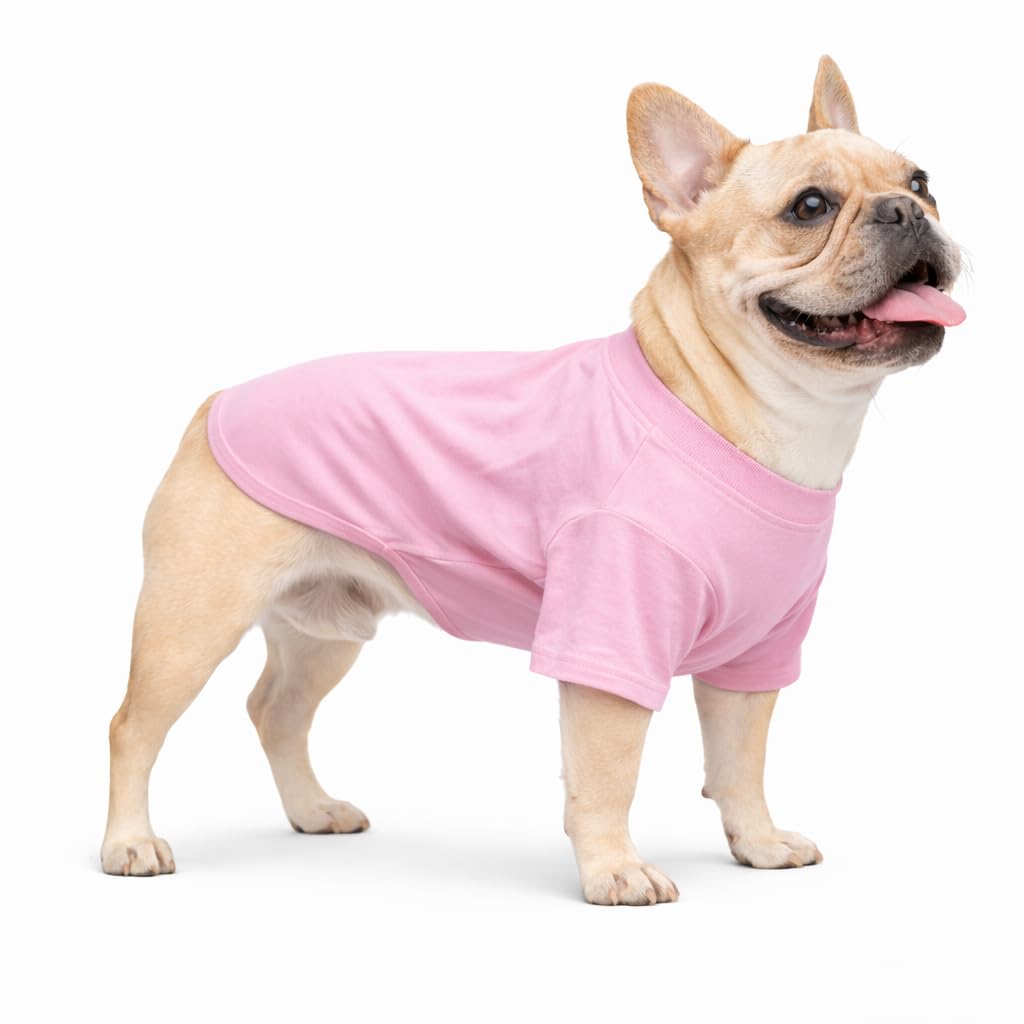 T-shirt bouledogue français rose anti-irritation en coton pour carlin
