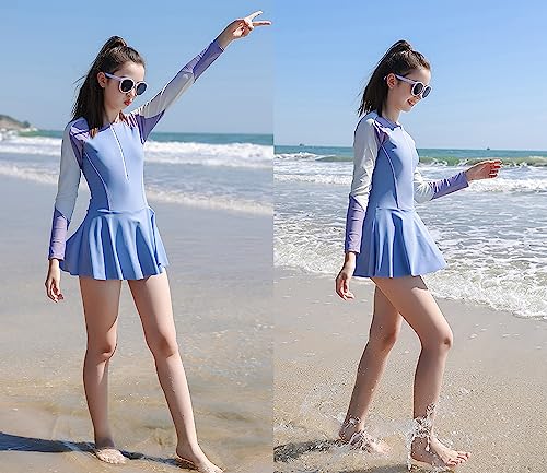Image of KORADI Girls Swimsuits Rash Guard Swim Set Kids Two-Piece Bathing Suits Teen Swimwear Beach Shorts Sun Protection Swim Shirts