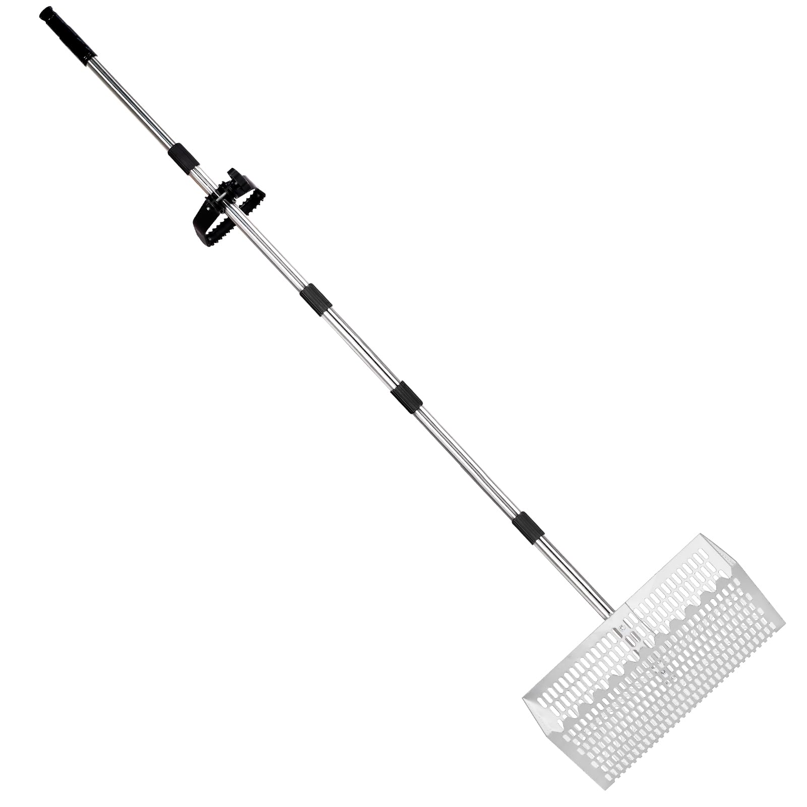 Rastrello per Sabbia 5 Sezioni Connettibili, Acciaio Antiruggine con Attrezzi di Installazione, Lunghezza Regolabile 42-174cm, Maglia 2x0.7cm, per Caccia Conchiglie Spiaggia