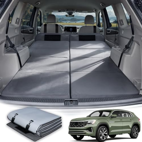 Image of Car Bed for Volkswagen Atlas, Foldable Non Inflatable Soft Foam Camping Mattress, Thickened Portable SUV Trunk Sleeping Pad, Air Mattress Upgrade for Family Camping Essentials, Gifts for Car Guys
