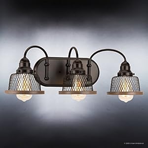 Urban ambiance luxury vintage bathroom vanity light medium size 8375 h x 23375 w with industrial chic style elements olde bronze finish uhp2723 from the eugene collection  urban country home decor